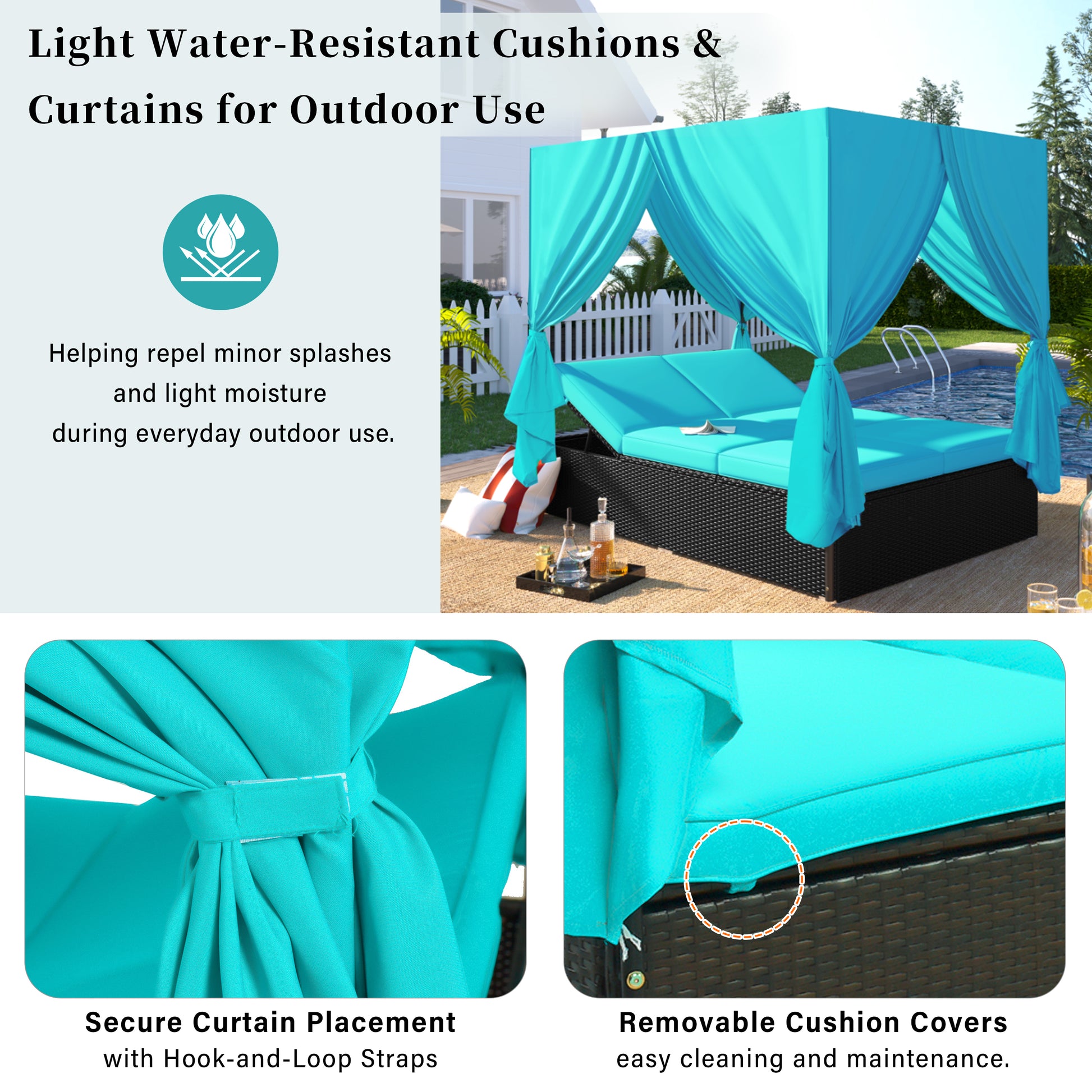 Outdoor Double Chaise Lounge Daybed-Free Shipping - aurelia-clothing-8955