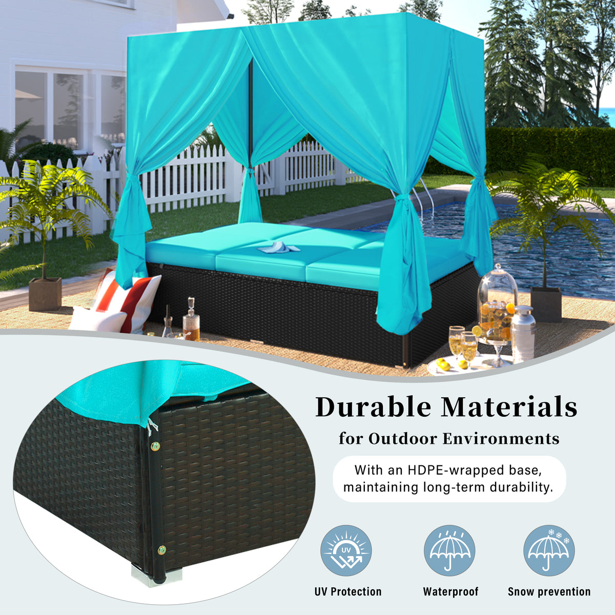 Outdoor Double Chaise Lounge Daybed-Free Shipping - aurelia-clothing-8955