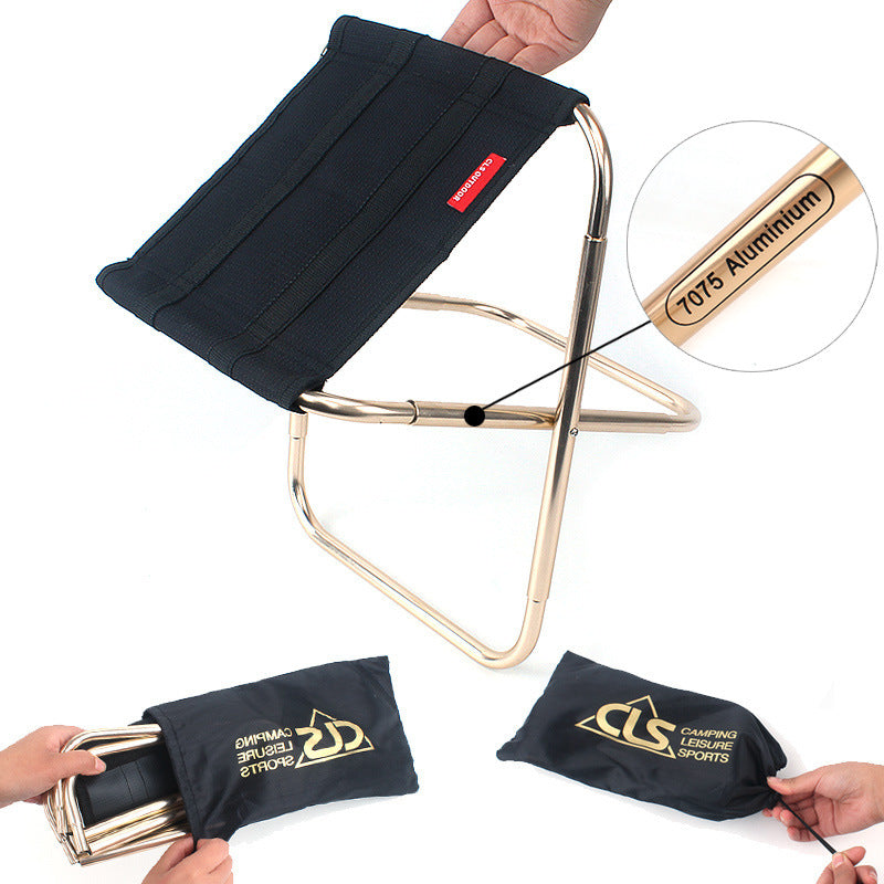 Outdoor Folding Chair 7075 Aluminum Alloy Fishing Chair Barbecue Stool Folding Stool Portable Train Stool Camping Pony - Free Shipping - aurelia-clothing-8955