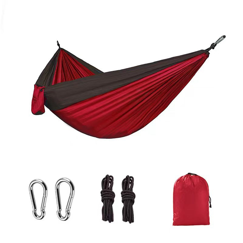 Outdoor Hammock Camping Single And Double Parachute Fabric Color Matching Hammock Widened Swing Indoor Leisure - Free Shipping - aurelia-clothing-8955