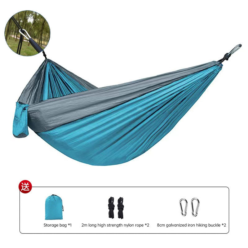 Outdoor Hammock Camping Single And Double Parachute Fabric Color Matching Hammock Widened Swing Indoor Leisure - Free Shipping - aurelia-clothing-8955