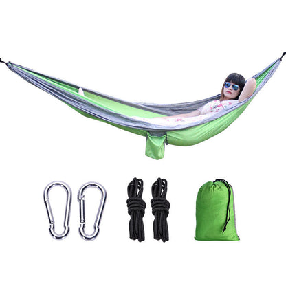Outdoor Hammock Camping Single And Double Parachute Fabric Color Matching Hammock Widened Swing Indoor Leisure - Free Shipping - aurelia-clothing-8955