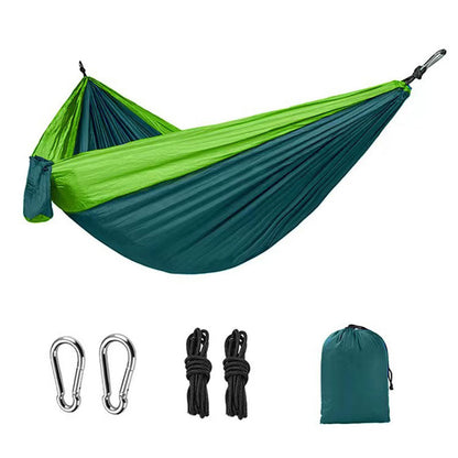 Outdoor Hammock Camping Single And Double Parachute Fabric Color Matching Hammock Widened Swing Indoor Leisure - Free Shipping - aurelia-clothing-8955