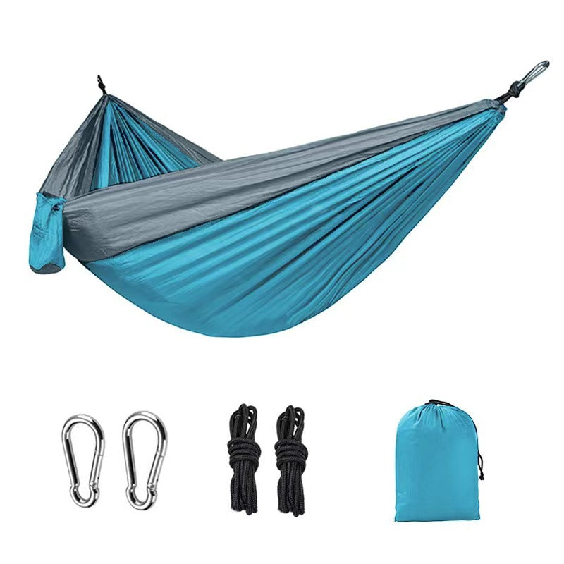 Outdoor Hammock Camping Single And Double Parachute Fabric Color Matching Hammock Widened Swing Indoor Leisure - Free Shipping - aurelia-clothing-8955