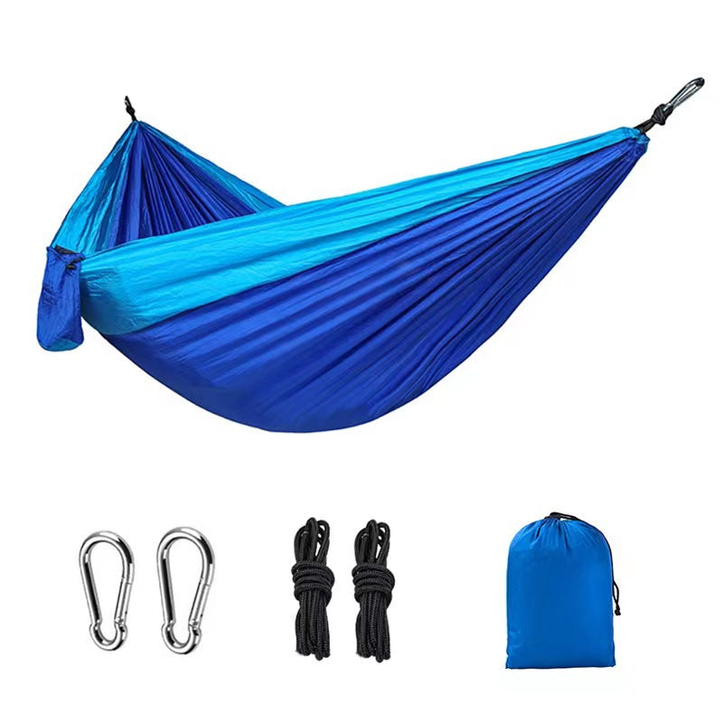Outdoor Hammock Camping Single And Double Parachute Fabric Color Matching Hammock Widened Swing Indoor Leisure - Free Shipping - aurelia-clothing-8955