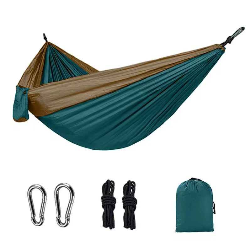 Outdoor Hammock Camping Single And Double Parachute Fabric Color Matching Hammock Widened Swing Indoor Leisure - Free Shipping - aurelia-clothing-8955