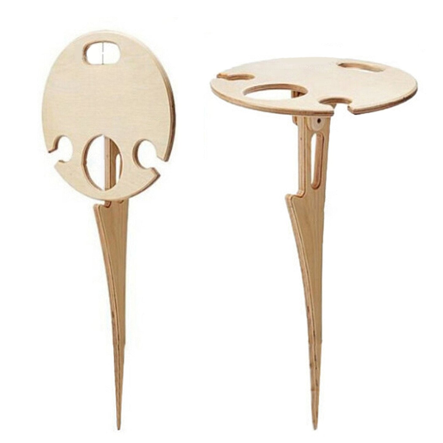 Outdoor Wine Table Foldable Round Desktop Mini Wooden Picnic Table Easy To Carry Wine Rack Support - Free Shipping - aurelia-clothing-8955