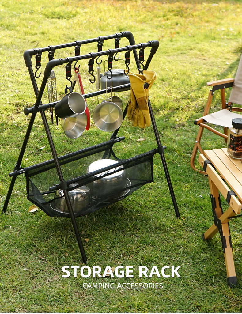 Outdoor camping folding shelf camping car drying rack drying net drying rack storage rack - Free Shipping - aurelia-clothing-8955