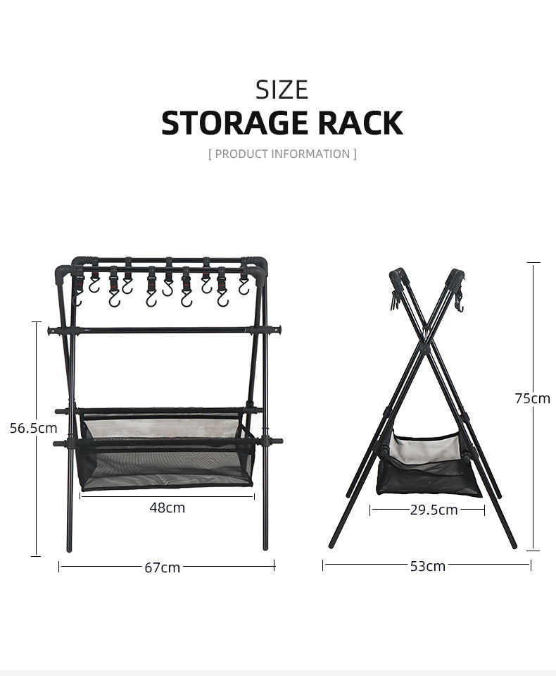 Outdoor camping folding shelf camping car drying rack drying net drying rack storage rack - Free Shipping - aurelia-clothing-8955