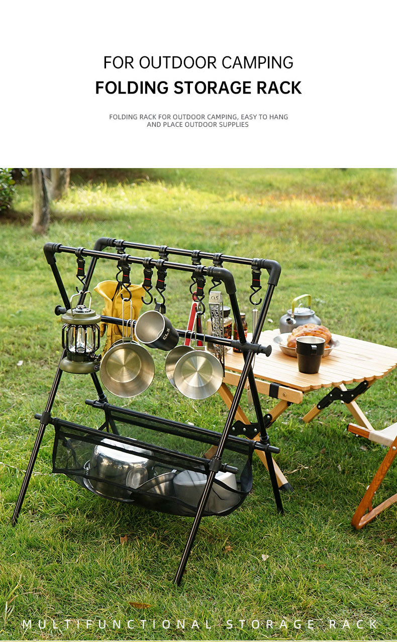 Outdoor camping folding shelf camping car drying rack drying net drying rack storage rack - Free Shipping - aurelia-clothing-8955