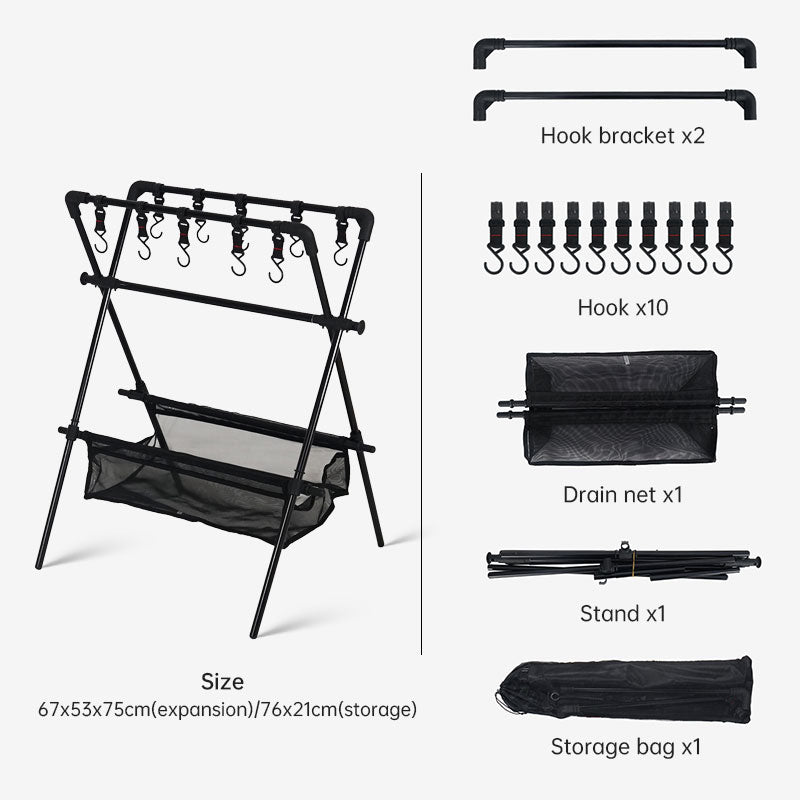 Outdoor camping folding shelf camping car drying rack drying net drying rack storage rack - Free Shipping - aurelia-clothing-8955