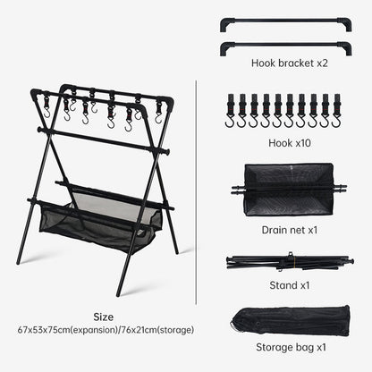 Outdoor camping folding shelf camping car drying rack drying net drying rack storage rack - Free Shipping - aurelia-clothing-8955