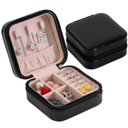 PU Leather Earrings Necklace Ring Earrings Necklace Ring Storage Zipper Portable Small Jewelry Storage Box - Free Shipping - aurelia-clothing-8955