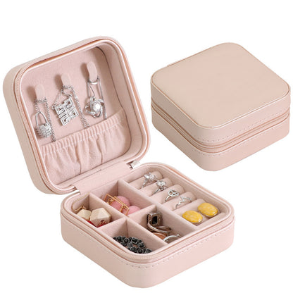 PU Leather Earrings Necklace Ring Earrings Necklace Ring Storage Zipper Portable Small Jewelry Storage Box - Free Shipping - aurelia-clothing-8955