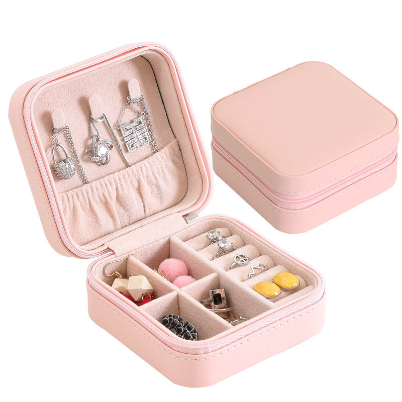 PU Leather Earrings Necklace Ring Earrings Necklace Ring Storage Zipper Portable Small Jewelry Storage Box - Free Shipping - aurelia-clothing-8955