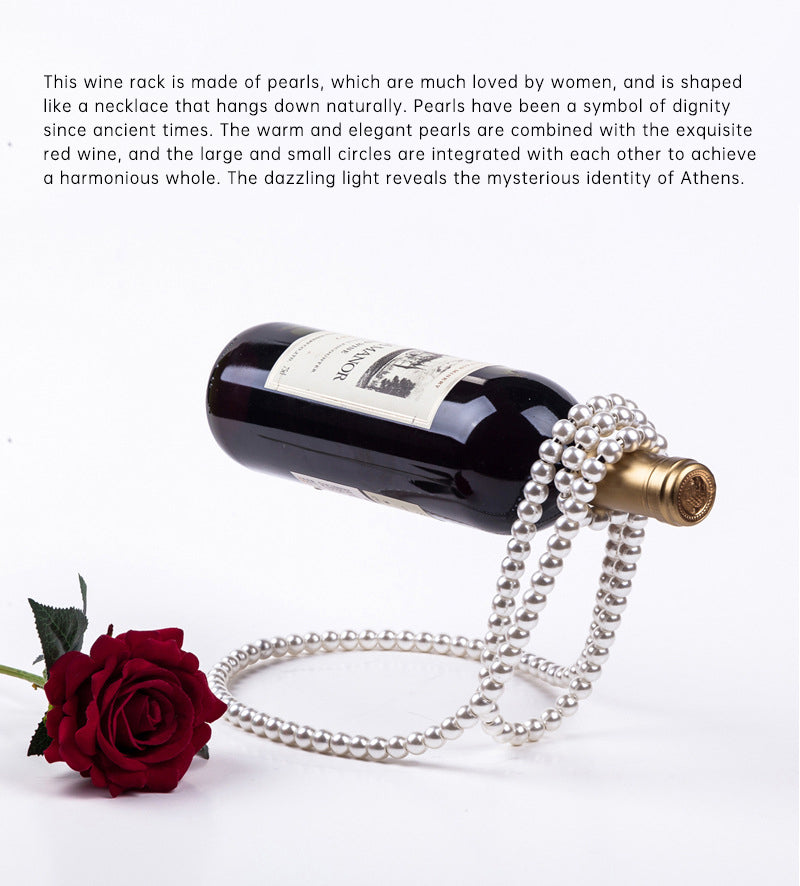 Pearl Necklace Stainless Steel Wine Rack Wine Pedestal Clamp Holder Suspension Champagne Whisky Small Ornaments- Free Shipping - aurelia-clothing-8955