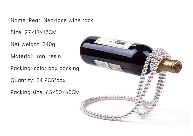 Pearl Necklace Stainless Steel Wine Rack Wine Pedestal Clamp Holder Suspension Champagne Whisky Small Ornaments- Free Shipping - aurelia-clothing-8955