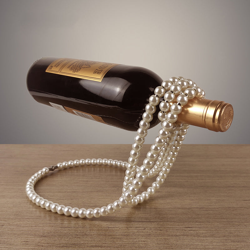 Pearl Necklace Stainless Steel Wine Rack Wine Pedestal Clamp Holder Suspension Champagne Whisky Small Ornaments- Free Shipping - aurelia-clothing-8955