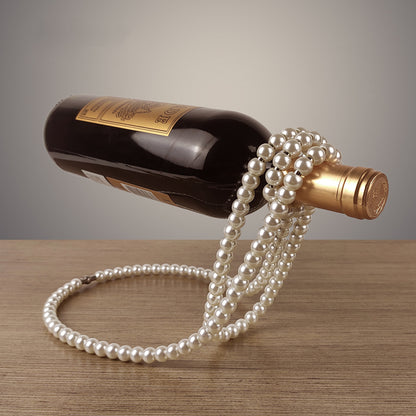 Pearl Necklace Stainless Steel Wine Rack Wine Pedestal Clamp Holder Suspension Champagne Whisky Small Ornaments- Free Shipping - aurelia-clothing-8955
