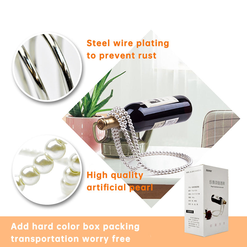 Pearl Necklace Stainless Steel Wine Rack Wine Pedestal Clamp Holder Suspension Champagne Whisky Small Ornaments- Free Shipping - aurelia-clothing-8955