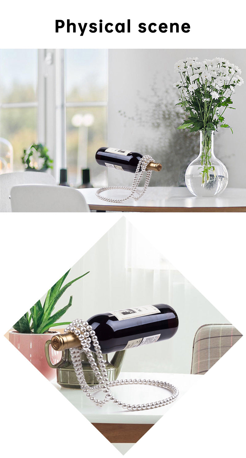 Pearl Necklace Stainless Steel Wine Rack Wine Pedestal Clamp Holder Suspension Champagne Whisky Small Ornaments- Free Shipping - aurelia-clothing-8955