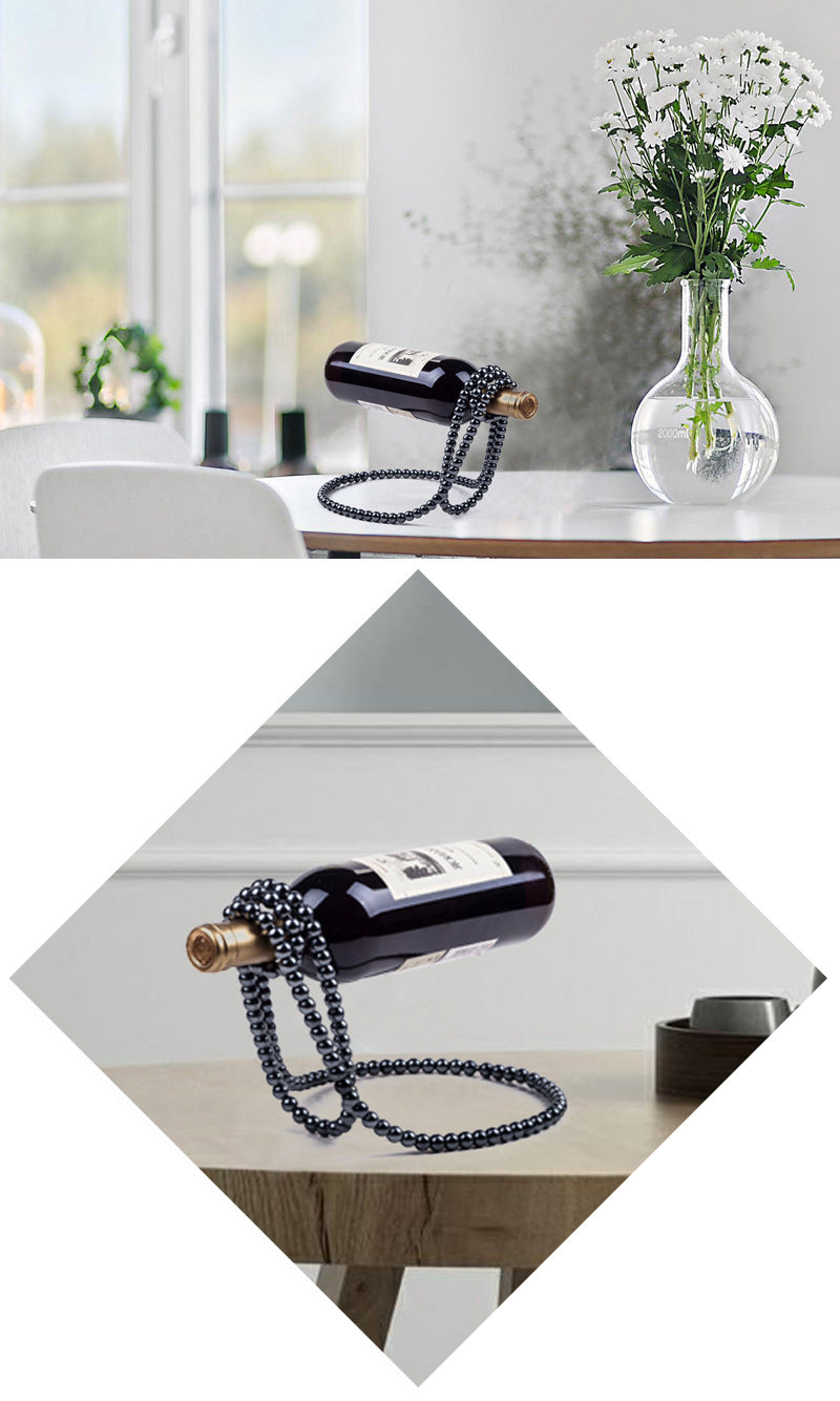 Pearl Necklace Stainless Steel Wine Rack Wine Pedestal Clamp Holder Suspension Champagne Whisky Small Ornaments- Free Shipping - aurelia-clothing-8955