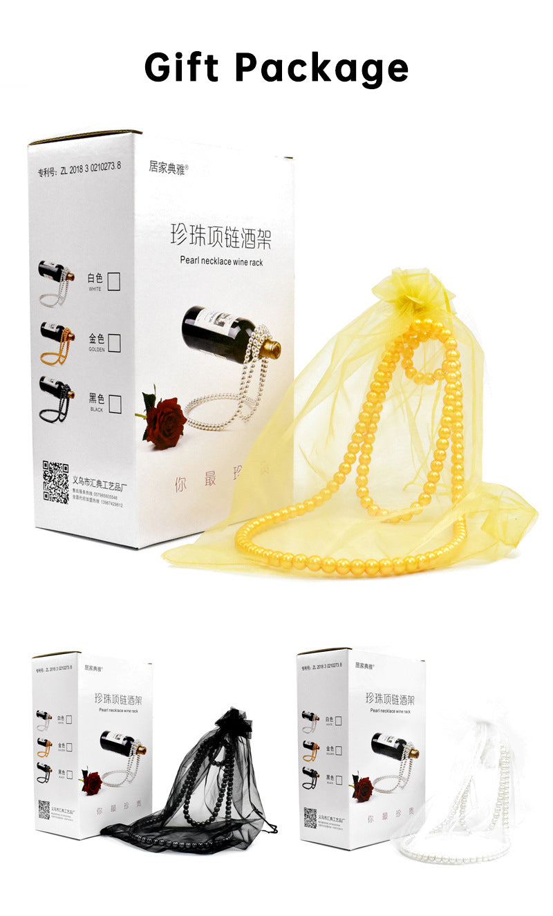 Pearl Necklace Stainless Steel Wine Rack Wine Pedestal Clamp Holder Suspension Champagne Whisky Small Ornaments- Free Shipping - aurelia-clothing-8955