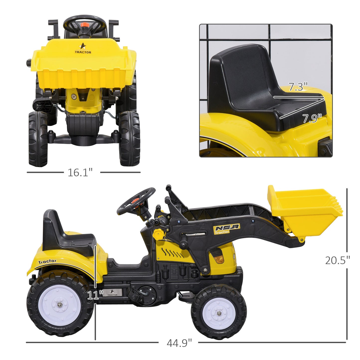 Pedal Ride-On Excavator with Front Loader Digger-Free Shipping - aurelia-clothing-8955