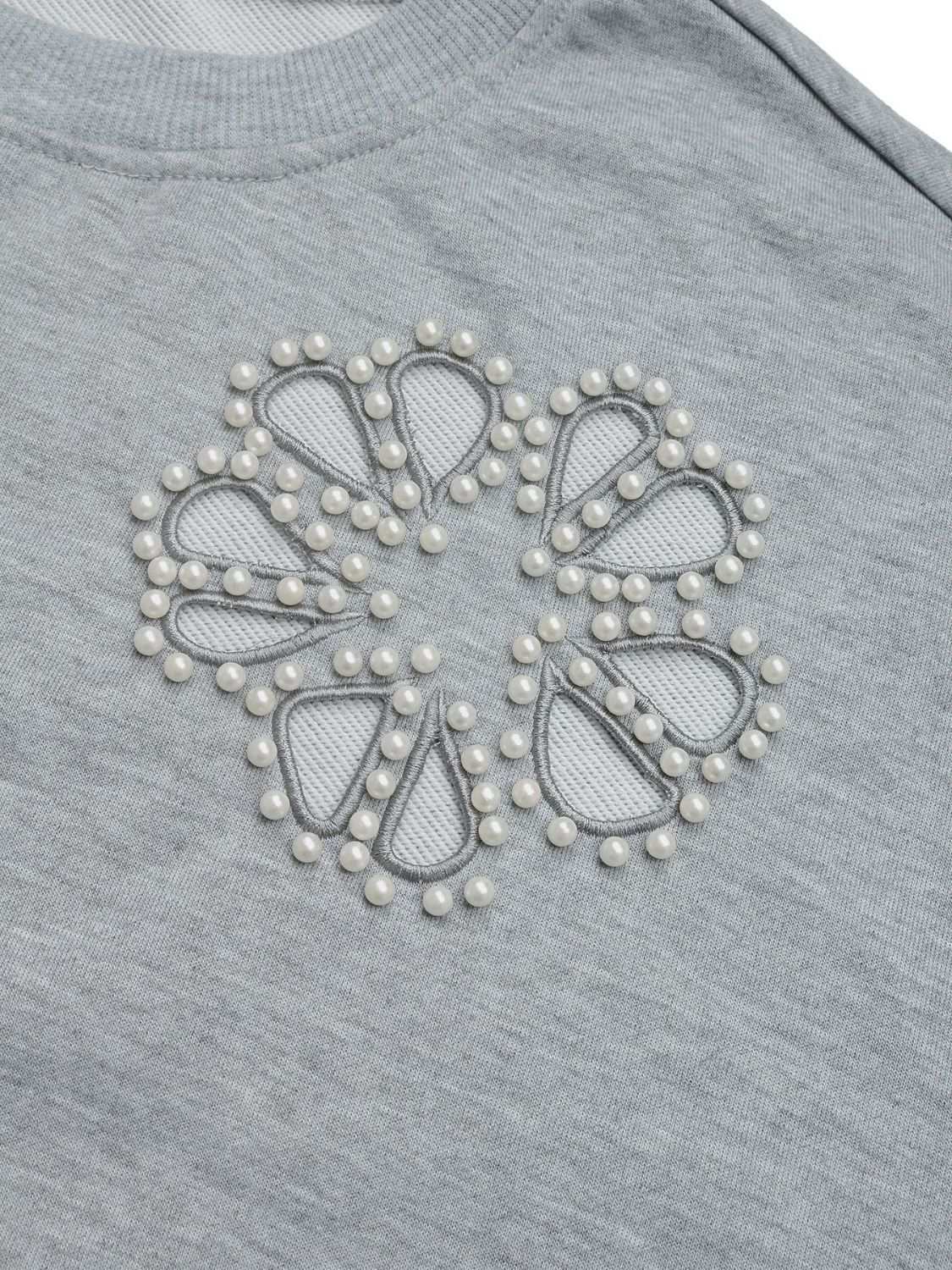 Perfee Cutout Pearl Round Neck Long Sleeve Sweatshirt - aurelia-clothing-8955