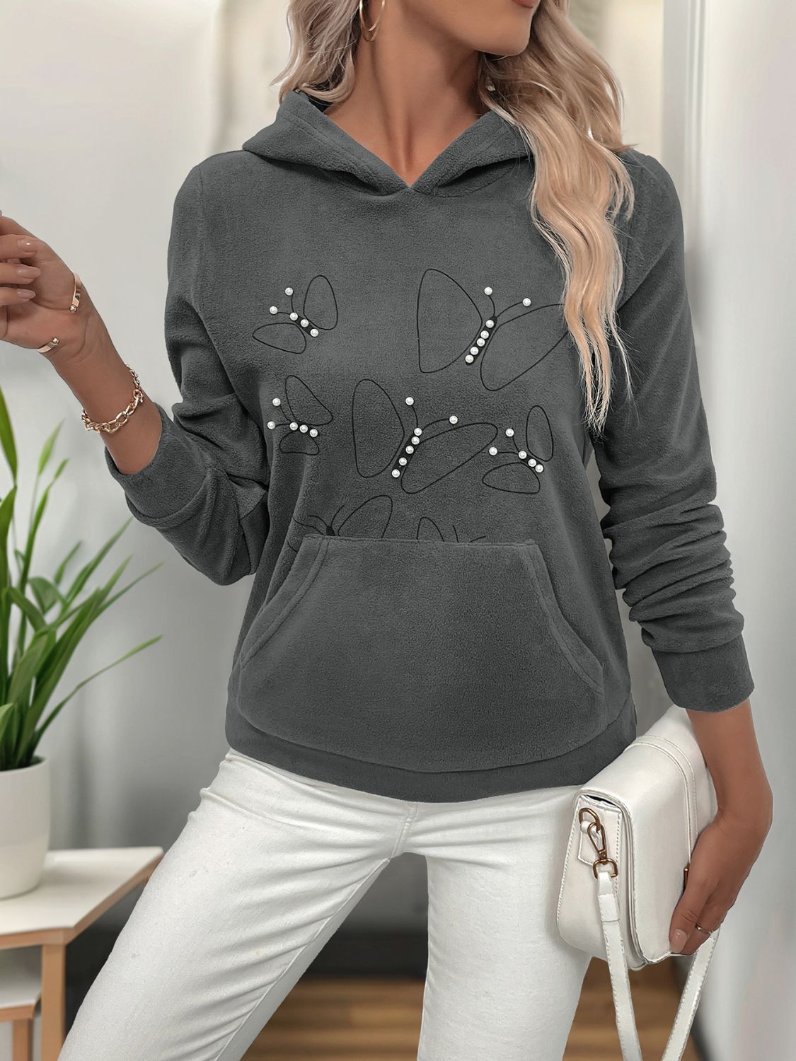 Perfee Pearl Butterfly Long Sleeve Hoodie - aurelia-clothing-8955