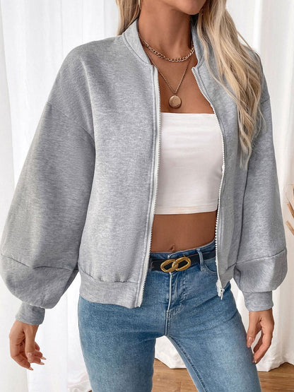 Perfee Zip Up Long Sleeve Sweatshirt - Free Shipping - aurelia-clothing-8955