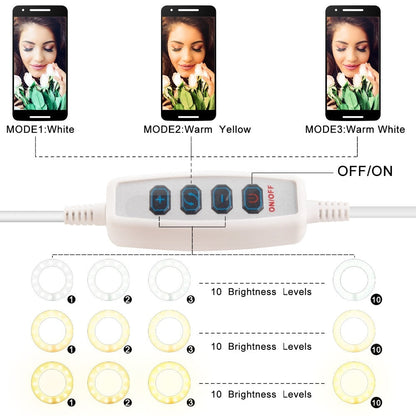 Photo Studio Selfie LED Ring Light with Cell Phone Mobile Holder for Youtube Live Stream Makeup Camera Lamp for iPhone Android - Free Shipping - aurelia-clothing-8955