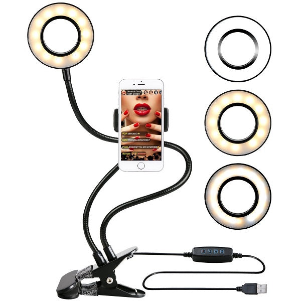 Photo Studio Selfie LED Ring Light with Cell Phone Mobile Holder for Youtube Live Stream Makeup Camera Lamp for iPhone Android - Free Shipping - aurelia-clothing-8955
