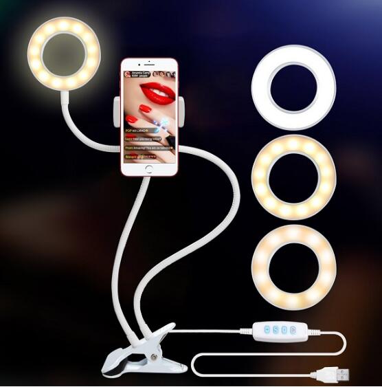 Photo Studio Selfie LED Ring Light with Cell Phone Mobile Holder for Youtube Live Stream Makeup Camera Lamp for iPhone Android - Free Shipping - aurelia-clothing-8955