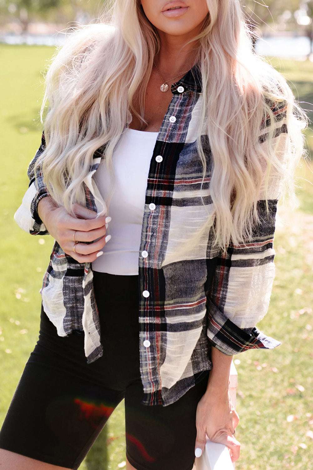 Plaid Button Up Long Sleeve Shirt - Free Shipping - aurelia-clothing-8955