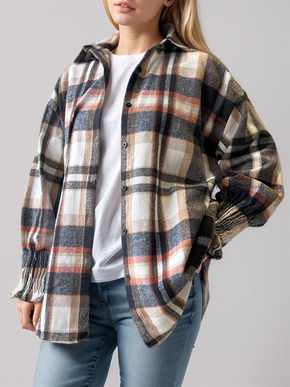 Plaid Button Up Long Sleeve Shirt - aurelia-clothing-8955
