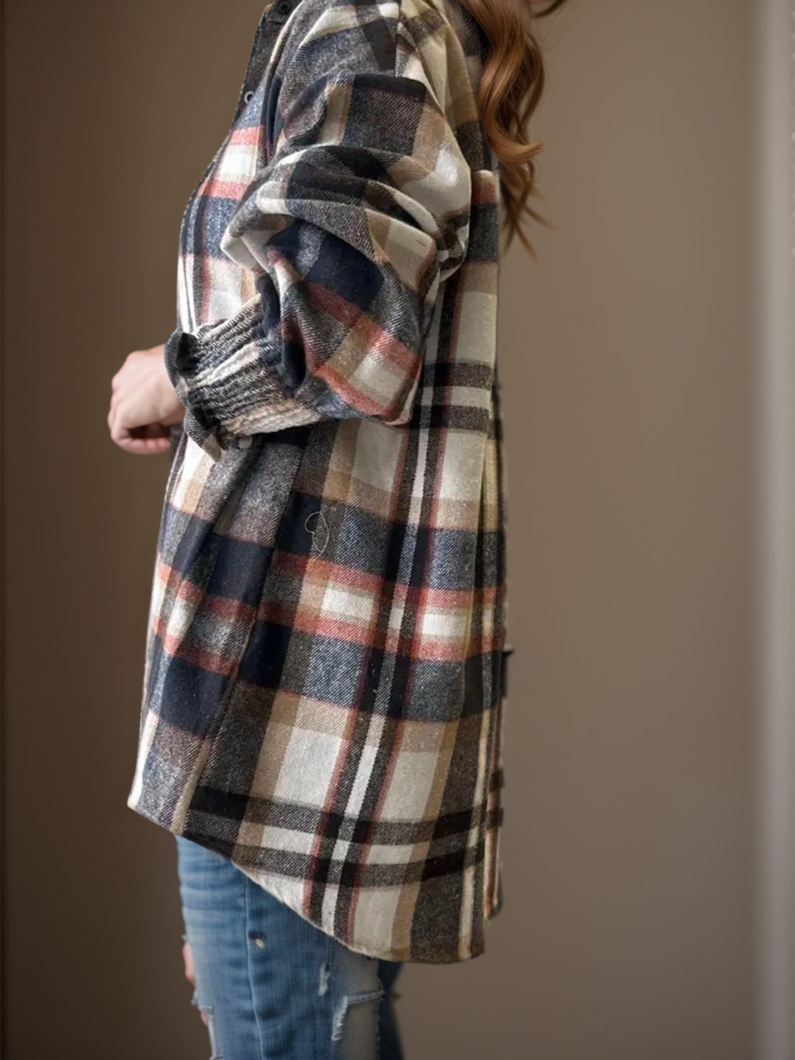 Plaid Button Up Long Sleeve Shirt - aurelia-clothing-8955
