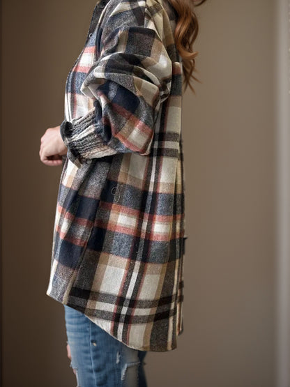 Plaid Button Up Long Sleeve Shirt - aurelia-clothing-8955