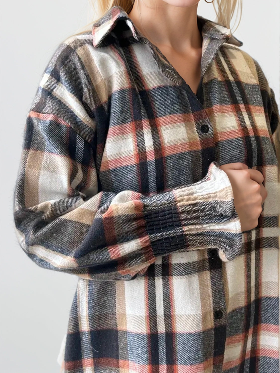 Plaid Button Up Long Sleeve Shirt - aurelia-clothing-8955