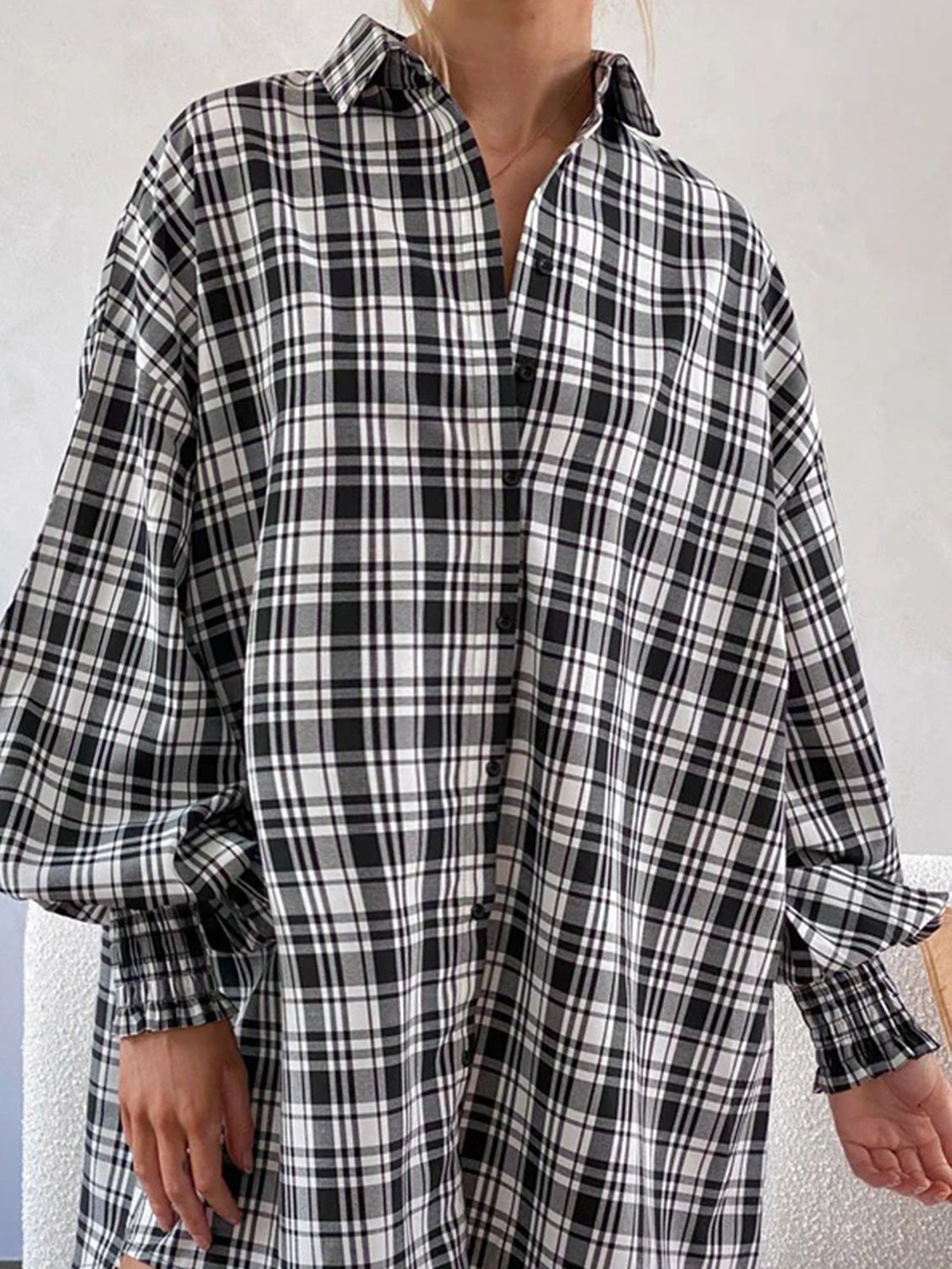 Plaid Button Up Long Sleeve Shirt - aurelia-clothing-8955