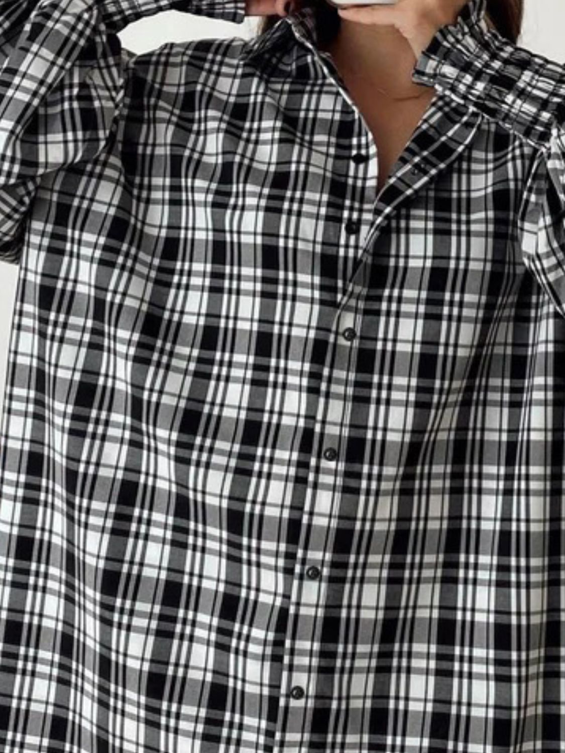 Plaid Button Up Long Sleeve Shirt - aurelia-clothing-8955