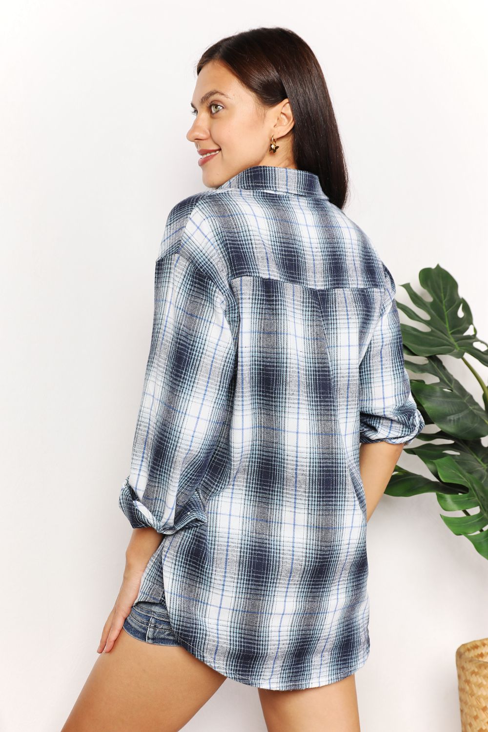 Plaid Dropped Shoulder Shirt - aurelia-clothing-8955