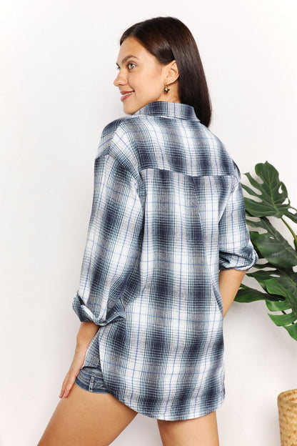 Plaid Dropped Shoulder Shirt - aurelia-clothing-8955