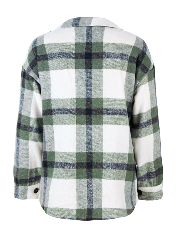 Plaid long sleeve shirt casual coat-Free Shipping - aurelia-clothing-8955