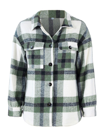 Plaid long sleeve shirt casual coat-Free Shipping - aurelia-clothing-8955