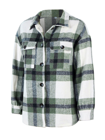 Plaid long sleeve shirt casual coat-Free Shipping - aurelia-clothing-8955
