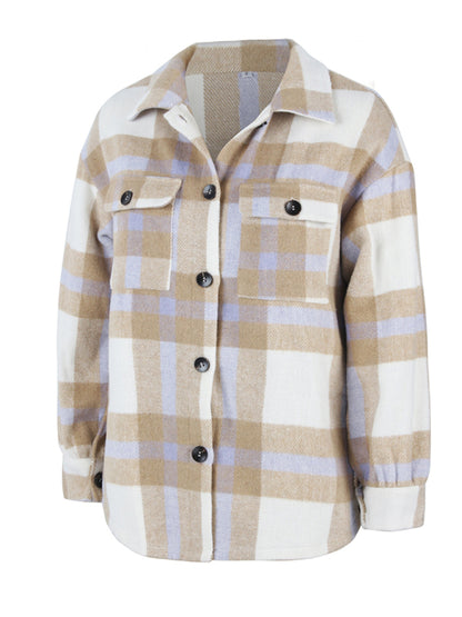 Plaid long sleeve shirt casual coat-Free Shipping - aurelia-clothing-8955
