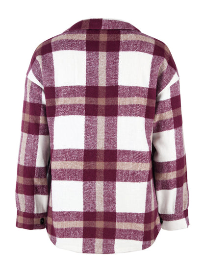Plaid long sleeve shirt casual coat-Free Shipping - aurelia-clothing-8955