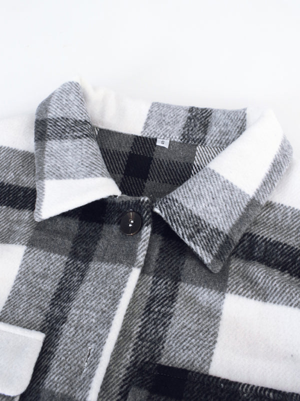 Plaid long sleeve shirt casual coat-Free Shipping - aurelia-clothing-8955