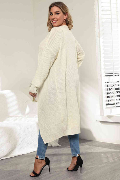 Plus Size Open Front Long Sleeve Cardigan - Free Shipping - aurelia-clothing-8955